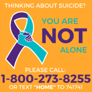 Thinking about suicide? 1.800.273.8255
